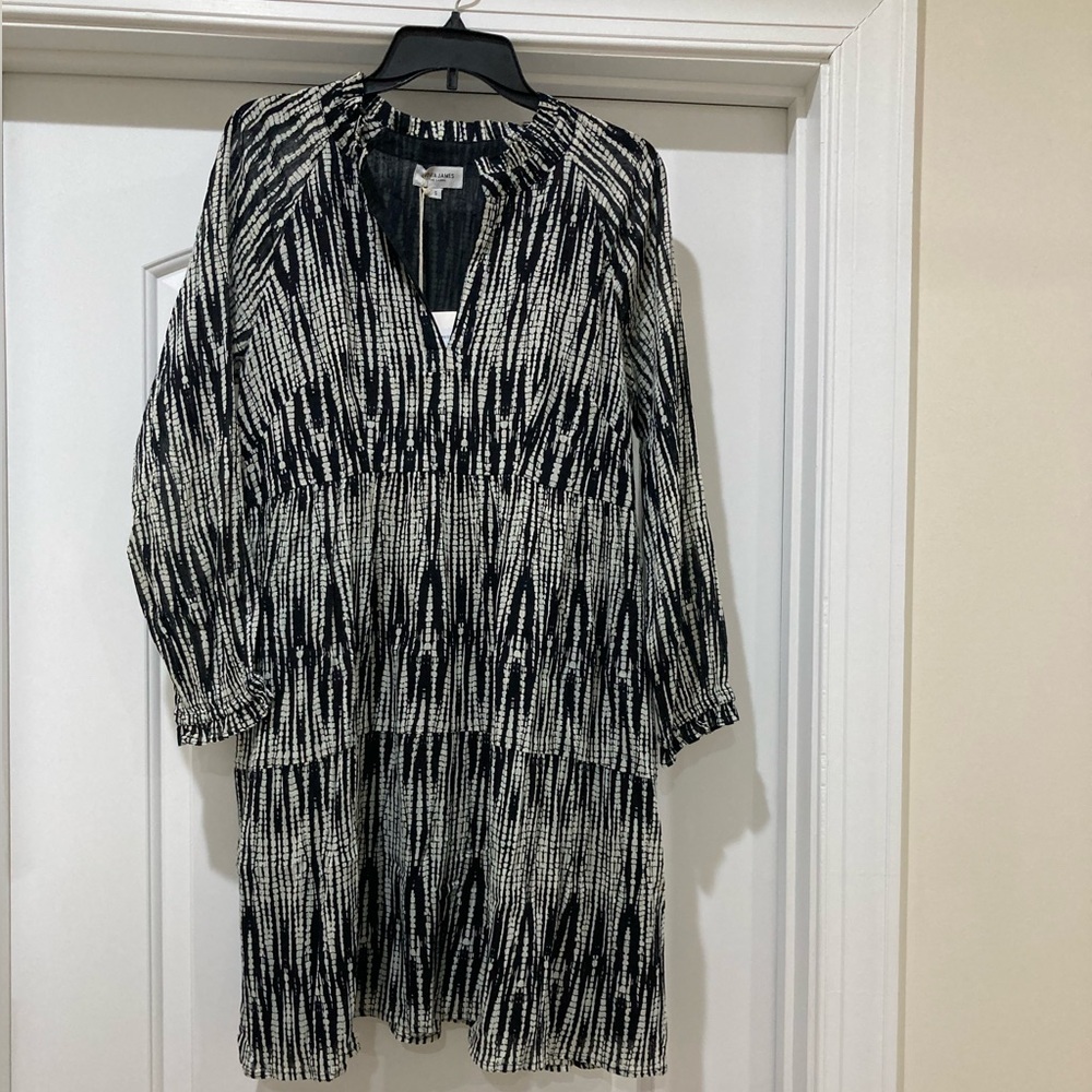 Olivia James Chic Monochrome Long Sleeve Dress NWT - Picture 4 of 7